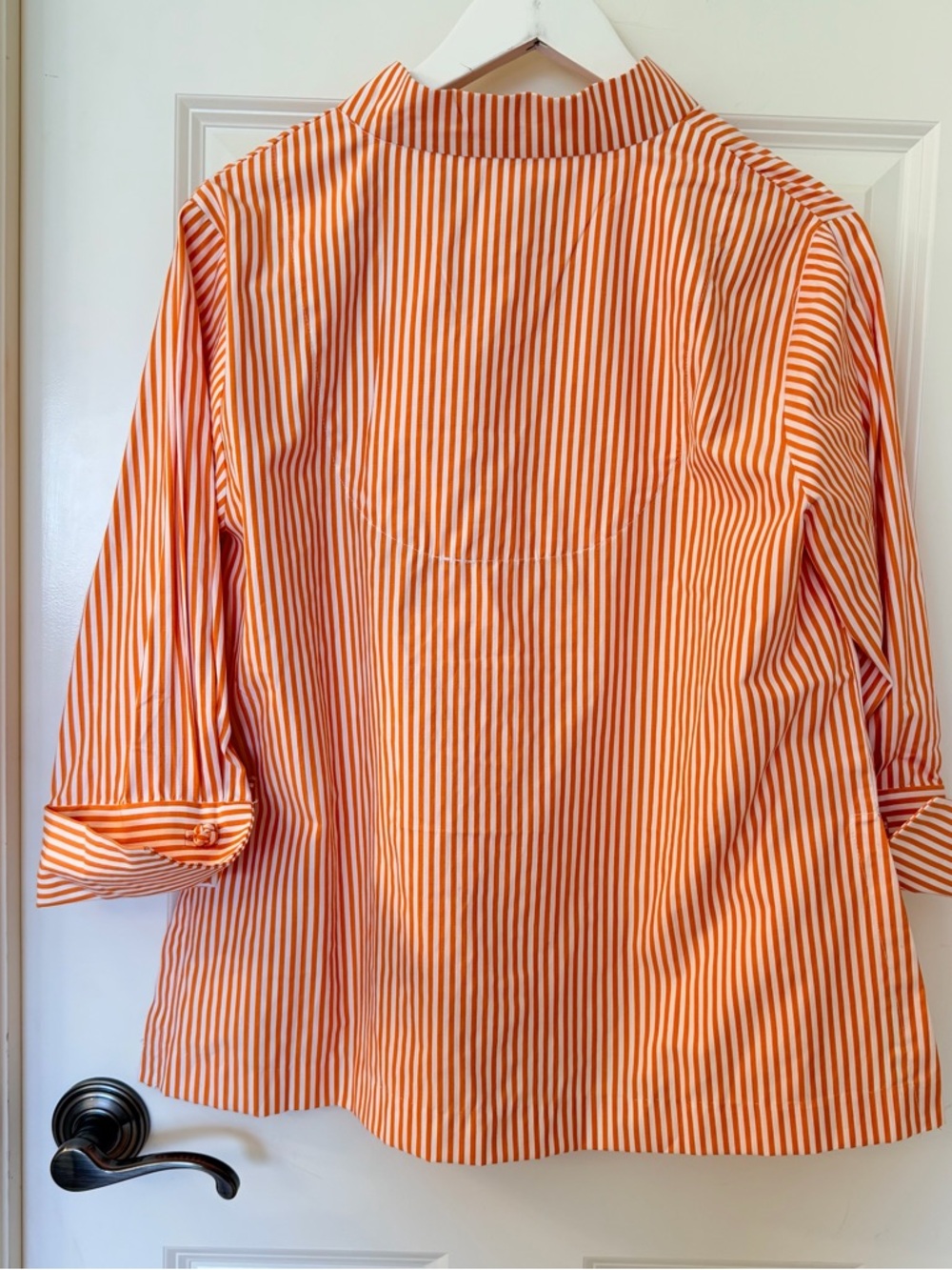 NWOT Gretchen Scott Designs Forget me Knot Orange Striped Button down - Picture 8 of 8